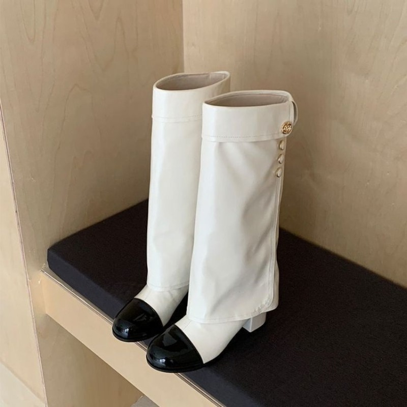 No Show Sock Women - Elegante schwarz-weiße kniehohe Stiefel für Damen