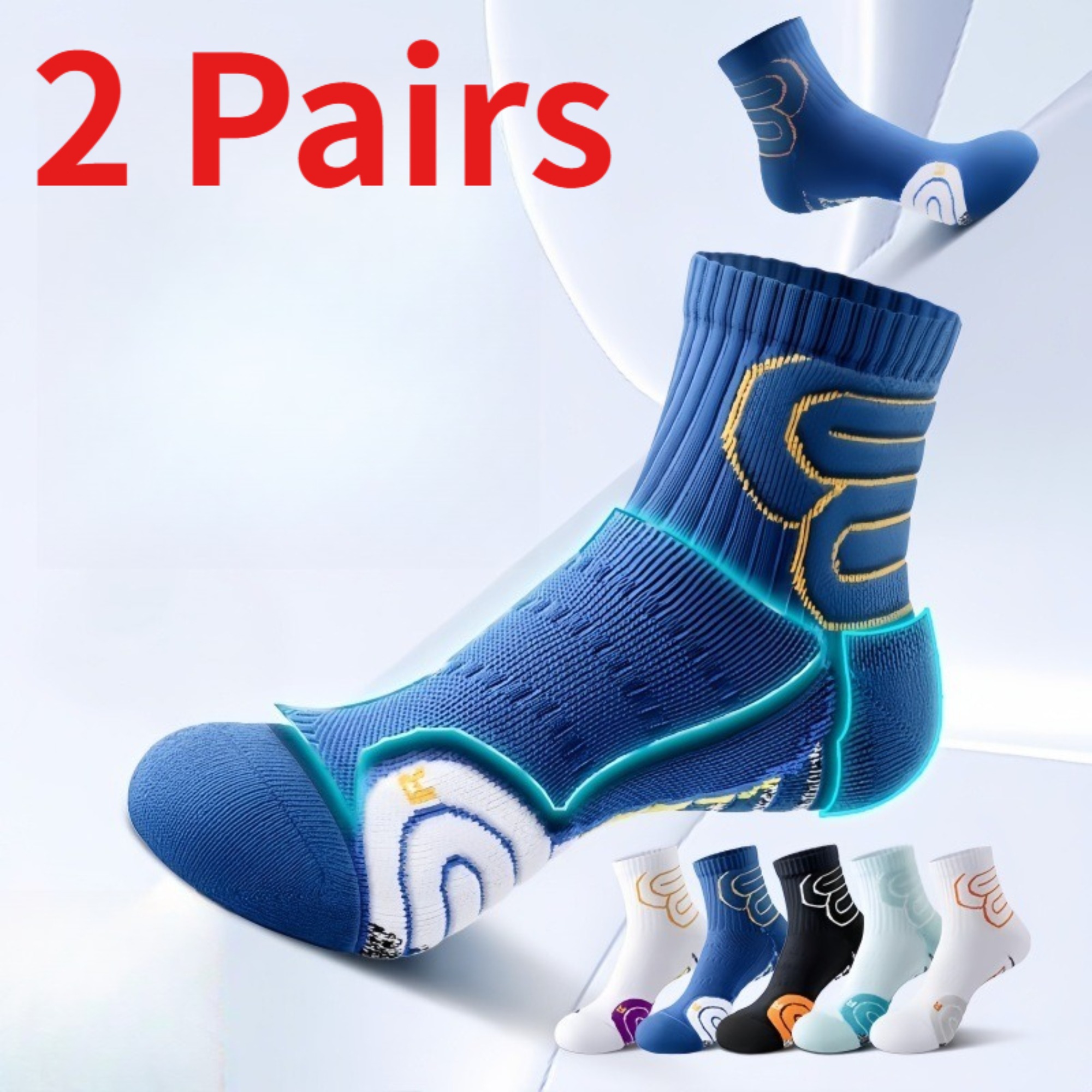 Athletic Sock Cushion - 1/2 Paar Herren-Marathon-Laufsocken für Herbst und